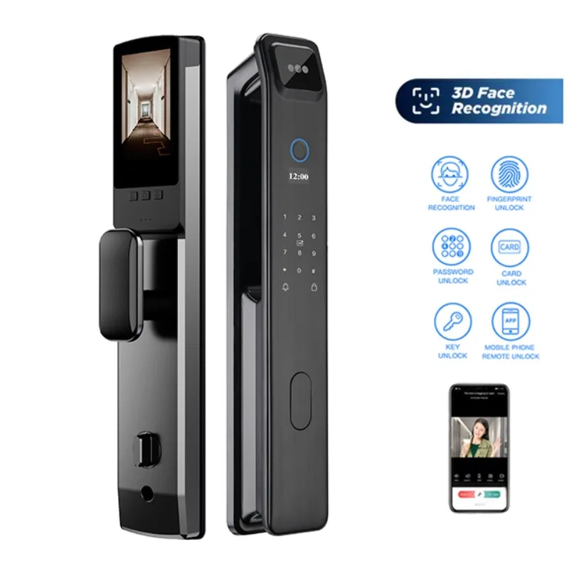 Smart Home Door Lock - 3D-gezichtsherkenning, vingerafdrukscanner, slimme deurvergrendeling, draadloze camera,